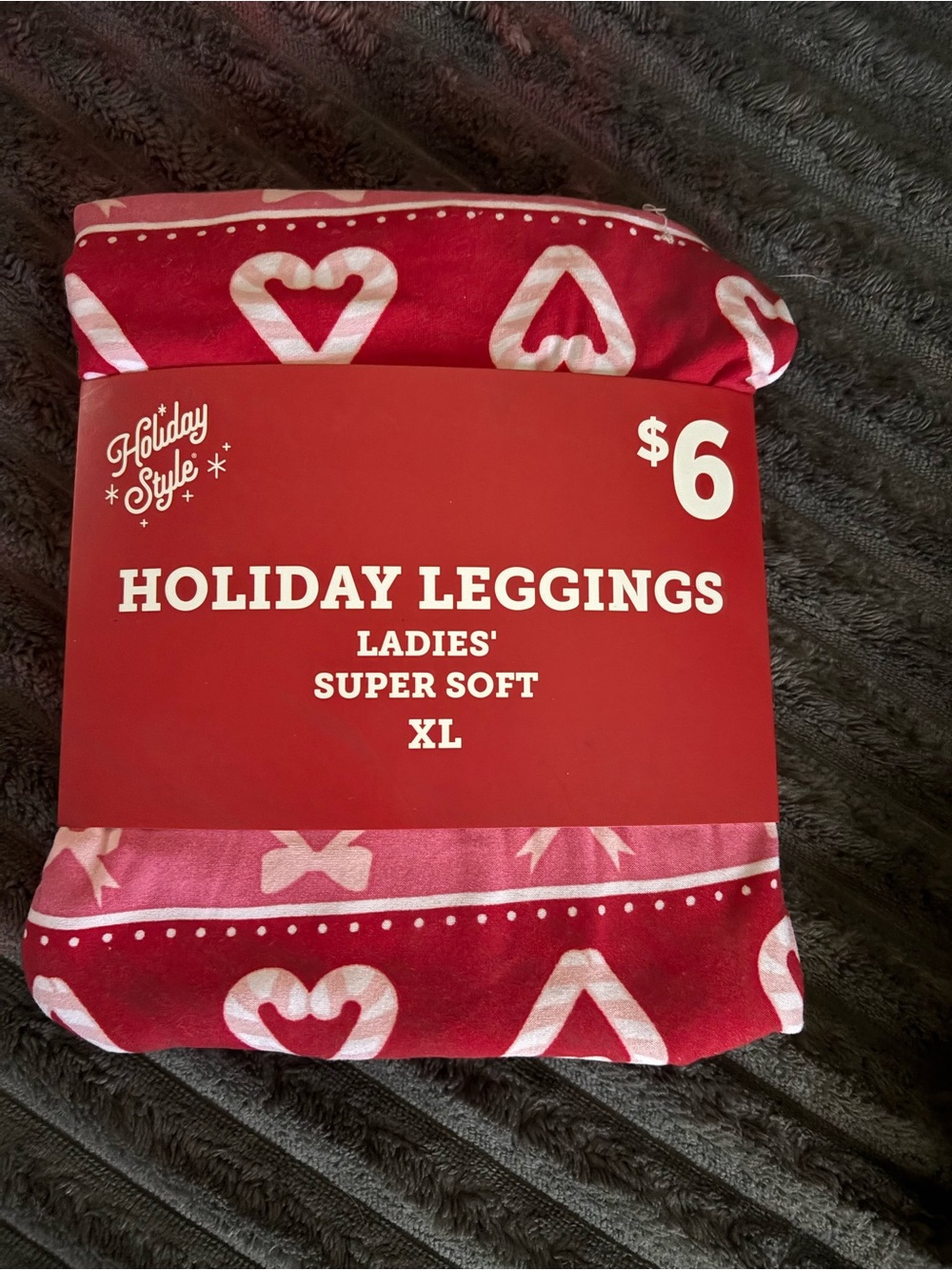 Holiday Red candycane Print Women's Leggings - XL
